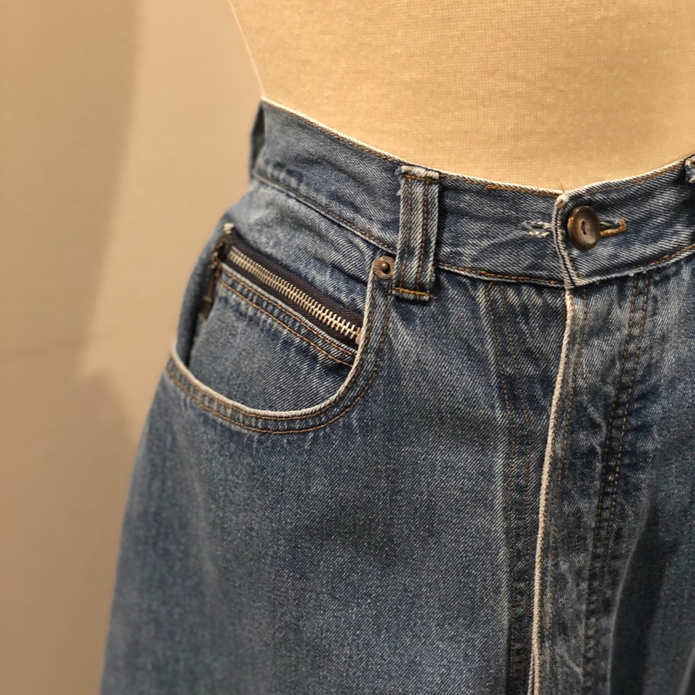 VINTAGE A-Line Jean Denim Midi Skirt